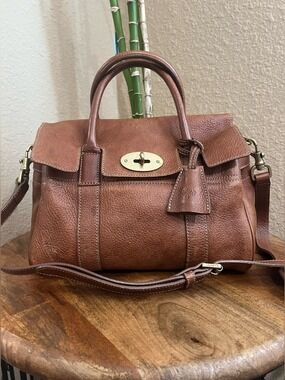 MULBERRY SMALL OAK BROWN GRAINED LEATHER BAYSWATER SATCHEL